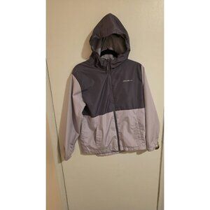 Eddie Bauer Rain Jacket Girl Purple Windbreaker Hood Size Large 14 16 EUC